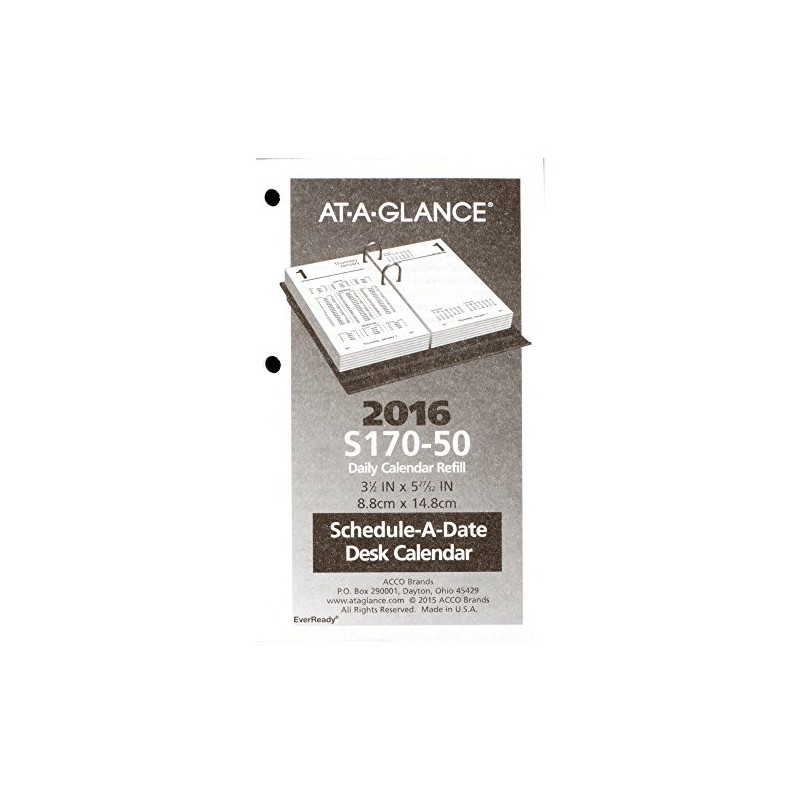 AT-A-GLANCE Financial Daily Desk Calendar 2016 Refill, 12 Months, 3.5