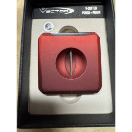 Vector VCUBE Cigar Cutter Punch V-Cut Poker and Rest - Soft Touch Red - New