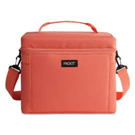 PackIt Freezable Newport Cooler, Papaya, Collapsible, Reusable, Built with ECOFREEZE® Technology, Wide Top Opening, Double Zip Closure, with Adjustable & Removable Shoulder Straps for Easy Carrying