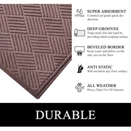 A1HC Indoor Outdoor Mat, Front and Back Entrance Welcome Mats, Front Door Patio Mats 18X30 Inches, Garage Mats, Office Mats, Non-Slip Easy Clean Entrance Washable Doormats, Brown Checkered