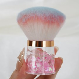Ruetail Nail Dust Brush for Nails, Nail Arts Dust Powder Remover Brush, Dust Collector Brush, Blush Brush, Makeup Brushes Acrylic Nail Tools (Pink-Round head)