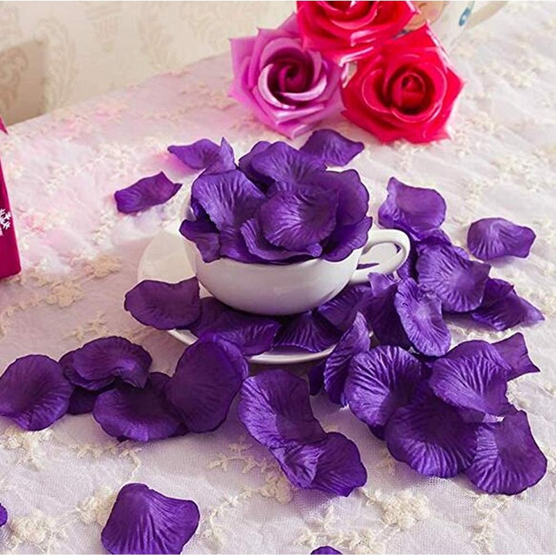 RuiChy 1000pcs Silk Artificial Rose Petals for Wedding, Purple