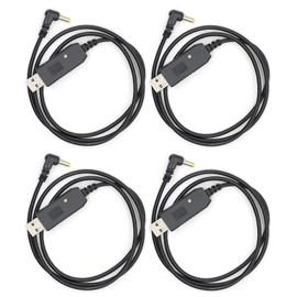 (4PCS) UV-5R USB Charger Cable UV-5R USB Charging Cable (2.5mm) with Indicator Light [2023 New Version] for BaoFeng Two Way Radios UV-5R UV-82 BF-F8HP UV-82HP UV-5X3 UV-5RE UV-S9 UV-9S Cable