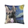 German Shepherd Art Painting - Starry Night Dog Lover Throw