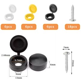 36 Pcs 304 Stainless Steel car number plate screws and caps, License Plate Screw Caps Car License Plate Fixing Devices,number plate screws and caps,Black, White and Yellow (6 Each Color)