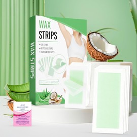 Wax Strips Body Hair Removal 120 Strips 2 Sizes and 8 Oil Wipes Bikini Waxing Strip Dual Sides Brazilian Wax for Women Men Face Arms Legs Underarm Back Waxing Kit Suit Many Skin Aloe Scent