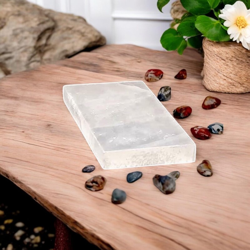 Pro Home Selenite Plate Crystal Charging Rectangular Plate 20x10cm Natural