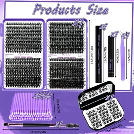 DNSGOOR DIY Lash Clusters Kit 774 Pcs Natural D Curl Individual Cluster Unique Manga Cluster Lashes Wispy Extension Kit with Lash Bond&Seal Glue Remover Tweezers