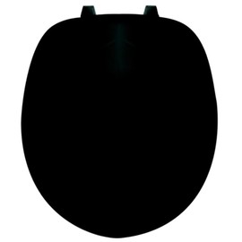 Centoco Black Round Toilet Seat, Residential, Top Mount Plastic Hinge, Closed Front with Cover, Plastic, DSAMAZ2-407