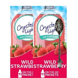 Candy Freezer Crystal-Light On The Go Drink Mix - Two (2) Pack of 10pck/0.13oz Pouches - Sugar-Free, Low-Calorie Refreshment Anytime, Anywhere and Gem Spoon (2 Pack, Wild Strawberry) Gem Spoon