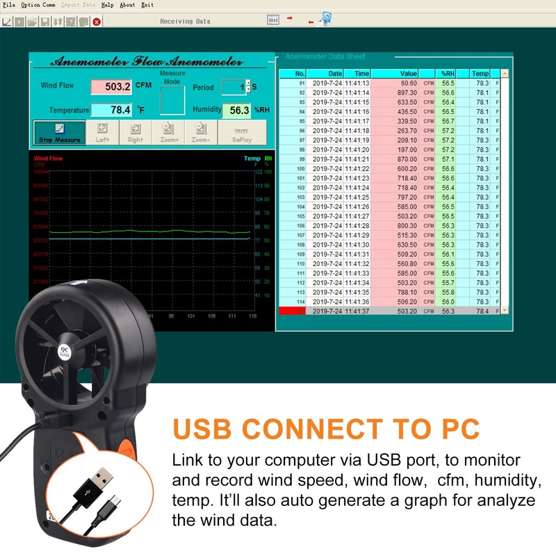 BTMETER BT-866A Pro Handheld HVAC Anemometer for CFM Air Flow,