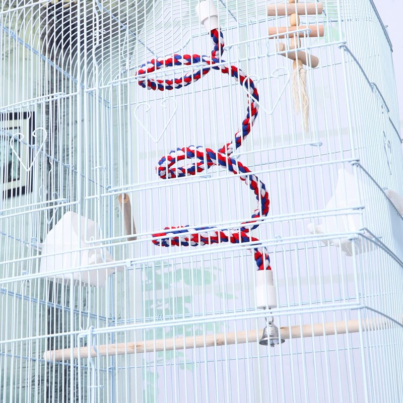 POPETPOP Rope Perch, Parakeet, Perch, Parrot, Bird Toy with Bell