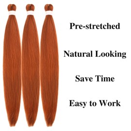 Burnt Orange Braiding Hair Pre stretched Box Braiding Hair Extensions for Knotless Braids 3 Packs