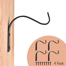 onsogi 4 Inch Iron Wall Hooks for Plant Hanger Bracket Indoor Outdoor, Wall Mount Rustic Decor for Light, Lanterns Fence, Bird Feeders, Wind Chimes