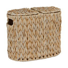 ROSOS Toilet Paper Storage with Double Lid, Toilet Paper Basket for Storage, Waterproof Toilet Tissue Holder for Bathroom, Freestanding Toilet Paper Storage Basket for 4 Rolls, Beige