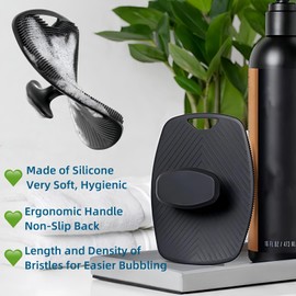 Silicone Body Brush, Highly Elastic Bristles Exfoliating Body Scrubber for Shower Body, Makes Skin Smooth and Healthy, Blood Circulation, 2 Pack, Black and Gray