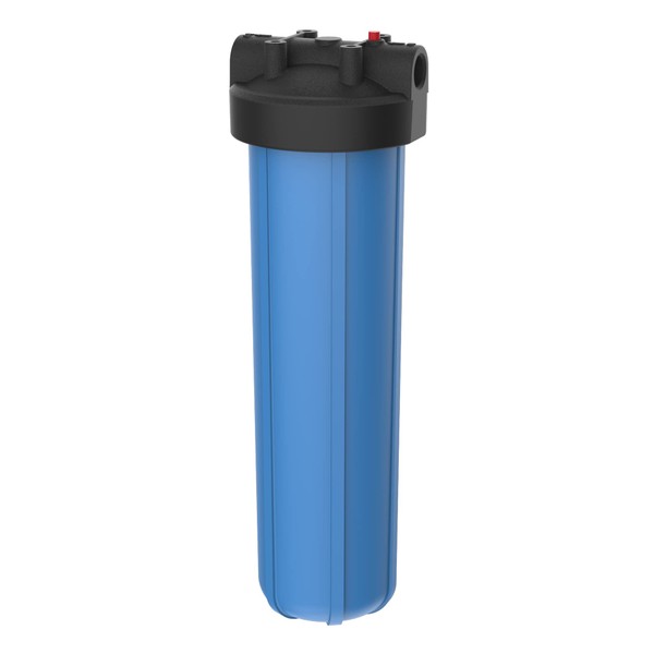Pentair Pentek 150233 Big Blue Filter Housing, 1" NPT #20 Whole House Heavy Duty Water Filter Housing with High-Flow Polypropylene (HFPP) Cap and Pressure Relief Button, 20-Inch, Black/Blue