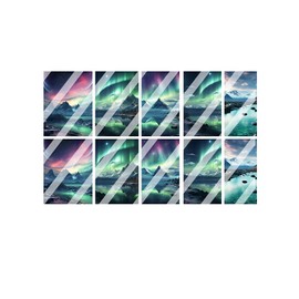 Northern Lights Mountain Full Nail Art Decals - Waterslide Nail Decals