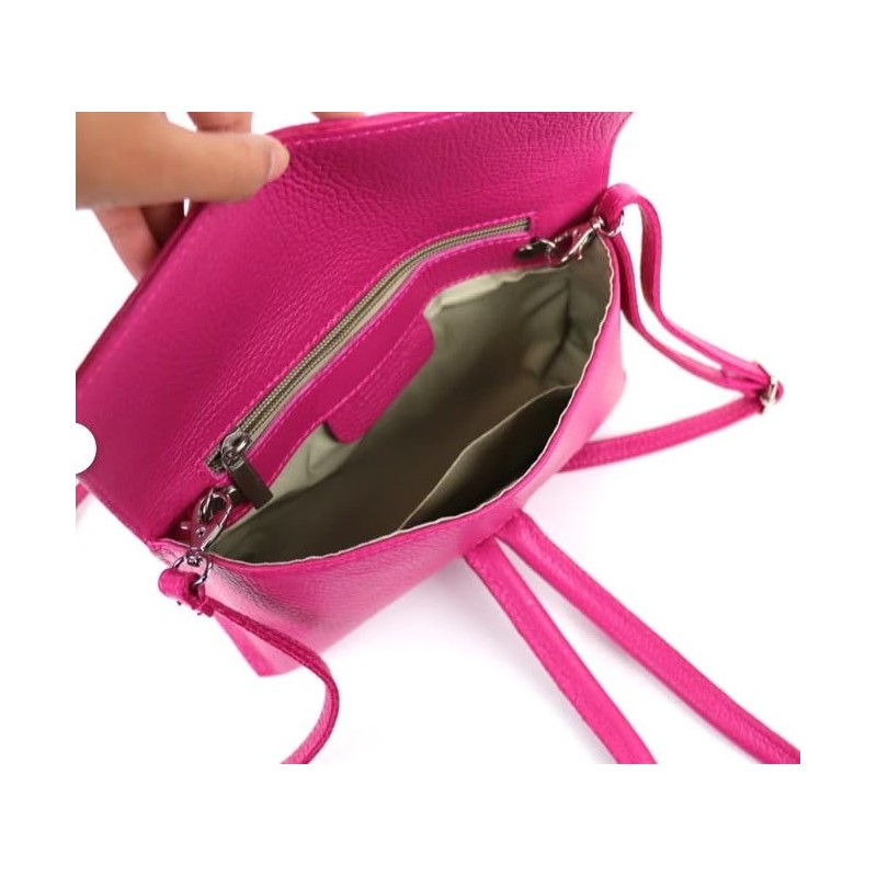 LeahWard Women's Leather Clutch Bag With Loop Handle (Fuchsia)