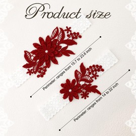 WRNZL Red Garters for Bride Wedding Garter for Bride Accessories Thigh Garter Bachelorette Party Bridal Shower Gift Wedding Day Essentials Toss and Keep Burgundy Lace Garters Set 2 Pieces