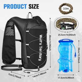 Witnewrage Running Vest Men & Women - Ultralight, Breathable & Adjustable, Hydration Backpack Running with Reflective Lines, 2L Water Bottle & Sports Armband for Safe Running S/M (Black)