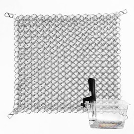 OARSE Sous Vide Weight Sinker Stainless Steel Sous Vide Accessory Kit Cooking Mesh Net Includes 4 Clips Chainmail Food Weights Mesh Prevent Undercooked Food - 13.4 inch X13.4 inch
