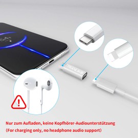 TRANLIKS für Lightning auf USB C Adapter, 2 Stück für Lightning (Female) auf Typ-C (Male) Adapter, Nur zum Laden (Nicht für Kopfhörer, unterstützt Keine Datenübertragung) - Silber