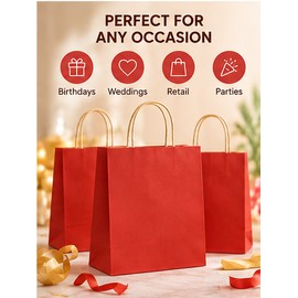 Kraft Paper Gift Bags with Handles for Party Favors – Colorful Small Gift Bags for Weddings, Birthdays & Holidays