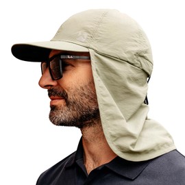 TOP-EX Large Size Sun Protection Cap, UV Protection, Sun Protection, Neck Cover, Sports Hat, Running, Climbing, Outdoors, Fishing, Baseball Cap, Spring, Summer, Autumn, beige, M–L