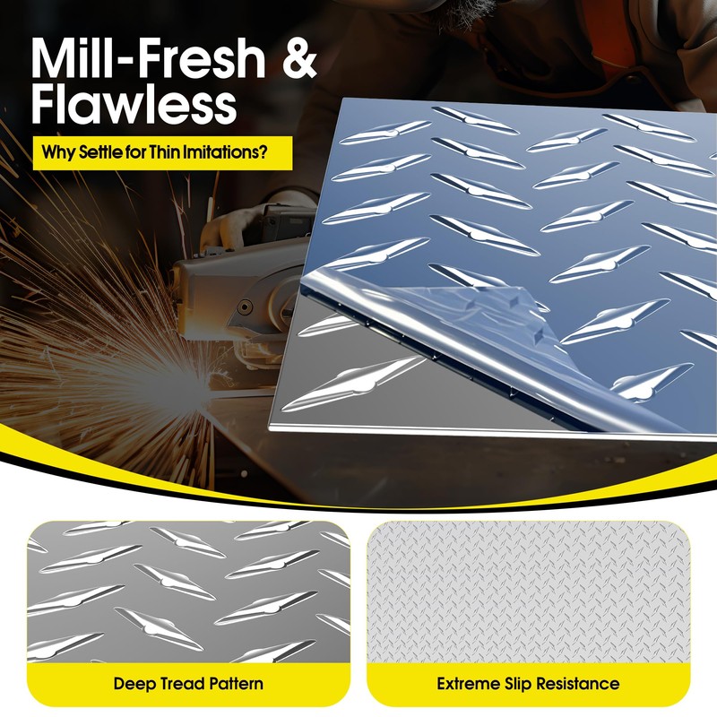Diamond Plate Aluminum Sheet 0.045" 3003-H22 with Gloves/Rivets for RV