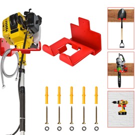 FVNANL Garage Organization Weedeater Hanger Garage Organizer Trimmer Rack, Wall Mount Garden Tool Organizer Heavy Duty Tool Hangers for Hedge Trimmer, Chainsaw and Leaf Blower (1 Pack, Red)