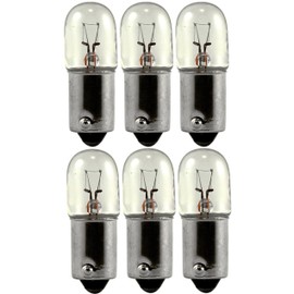OCS Parts BA9s Base Multipurpose Dimmable Light Bulbs | T-3.25 Bulb Shape Light Bulbs for Pinball and Arcade Machines, License Plate Lights, Interior Dome Lights, and Fender Guitar Amps (6-Pack)