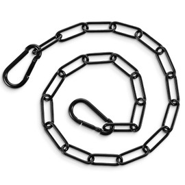 HJZHII 60 cm chain, black, steel chain, stainless steel chain, black chain, link chain, stainless steel chains, gate chain lock, gate bolt with carabiner, round steel chain for outdoor fences, spiral