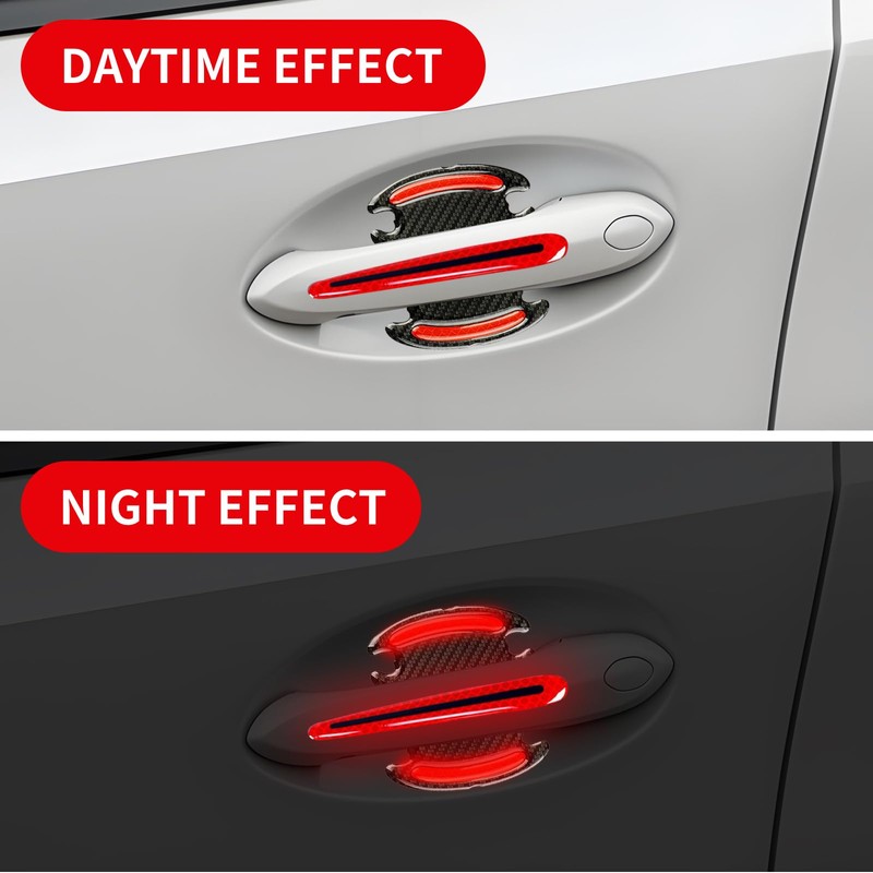 1 Pack 8 Pcs Car Door Handle Protector Reflective Stickers