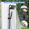 Wall Mounted Outdoor Shower System Matte Black 6" Square Rainfall