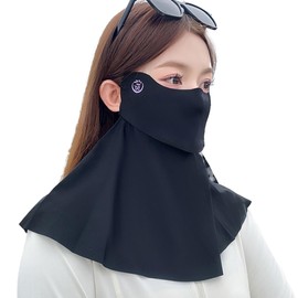 VEVE & MIKI Women's Face Cover, UV Protection, UPF 50+, 360° Face & Neck Sun Protection, Antibacterial, Odor Resistant, UV Protection Mask, Face Mask, Chase Cover, double black