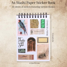 Pre-Cut Vintage Sticker Book, 50 Sheets Precut Stickers,Antiquarian Sticker Book, for Journaling, Scrapbooking, Junk Journal, Collage, and Paper Crafts