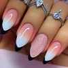 BABALAL Press on nails Almond Medium Fake Pink Nails Black