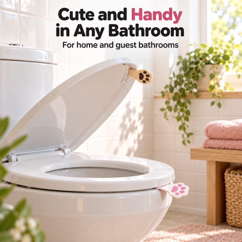 Cat Paw Toilet Seat Lifter Handle – 4 Pack Self-Adhesive