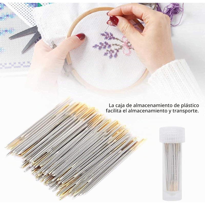Agujas de Coser a Mano de Ojo Grande Pssopp 100