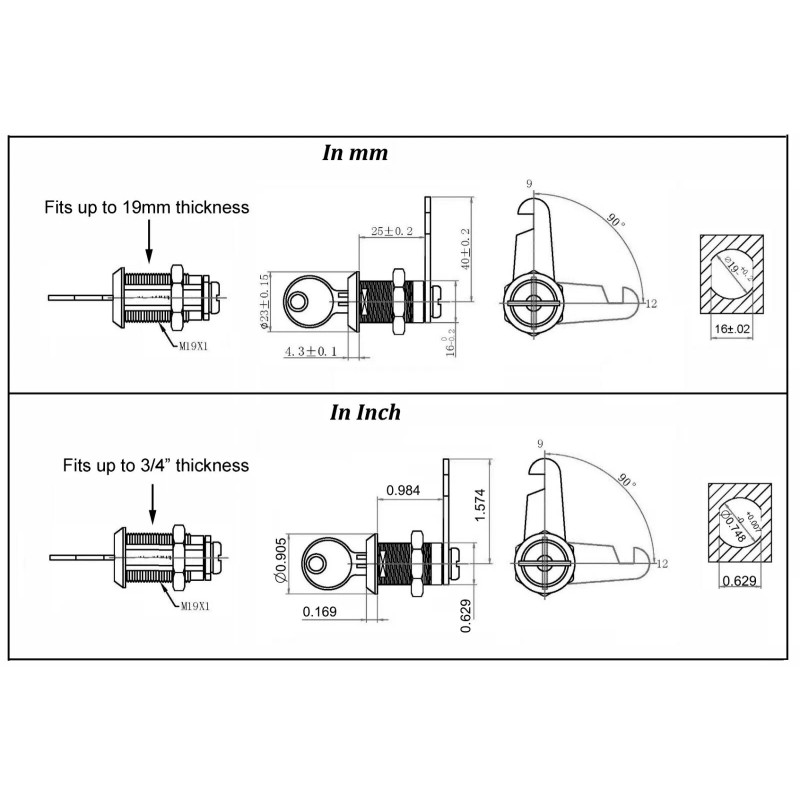 Admiral Locks Set of 2 Cam Locks 1 Inch RV