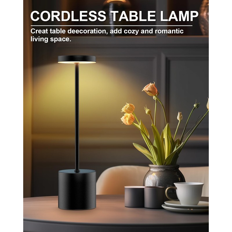 Cordless Table Lamp Set of 2, Rechargeable 5000mAh Battery Powered
