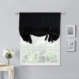 NICETOWN Window Blackout Shades for Kitchen - Tie Up Shades Campers/Bathroom Curtain Panel for Small Window (1 PC, Greyish White, 34 W x 45 inches L)