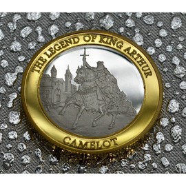 The Commemorative Coin Company KING ARTHUR & EXCALIBUR Fine Silver & 24ct Gold 'Dual Metal' Commemorative in Capsule. Camelot, Sword in the Stone