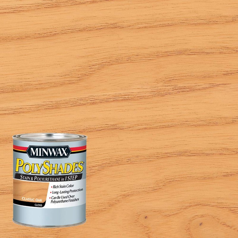 Minwax 61470444 PolyShades Stain & Polyurethane, Quart, Classic Oak