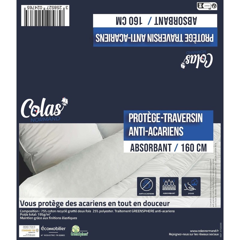 COLAS NORMAND | Absorbent Neck Bolster Protector | 160cm |