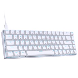 DIERYA T68SE Mechanical Gaming Keyboard, LED-Backlit Wired Keyboard, Ultra-Compact Mini 68-Key White Keyboard with Brown Switches, Anti-Ghosting Keys, for Windows Laptops and PC Gamers