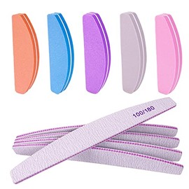 Lima de uñas y pulidor (10 unidades), bloques pulidor de limas de uñas de doble cara grano 100/180 para uñas acrílicas y naturales, tablero de esmeril