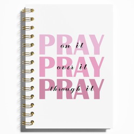 WFSM Prayer Journal, Pink Preppy Notebook - Pray on It Pray over It Pray Through It, Christian Gifts Journal, Daily Prayer Journal, Christian Journal, Christian Notebook for Women, 5.5x8.3 Inches