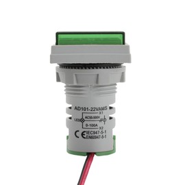 LED Voltage Display Panel Mount Volt Amp Meter, AD101-22VAMS 22mm Square Voltmeter and Ammeter, AC50-500V Voltage and 0-100A Current Meter, Green (3 Pack)